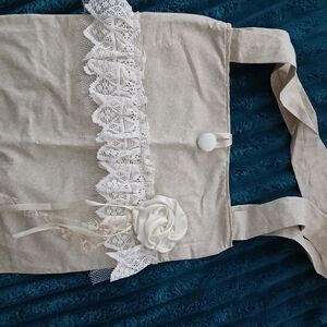 Elegant Cream Tote Bag with Lace Detail